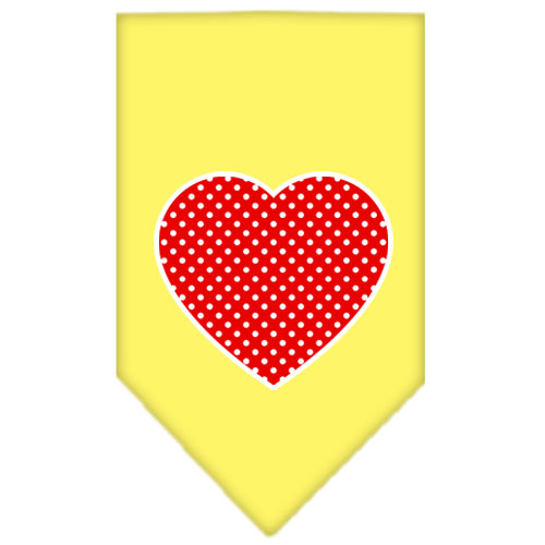 Red Swiss Dot Heart Screen Print Bandana Yellow Large